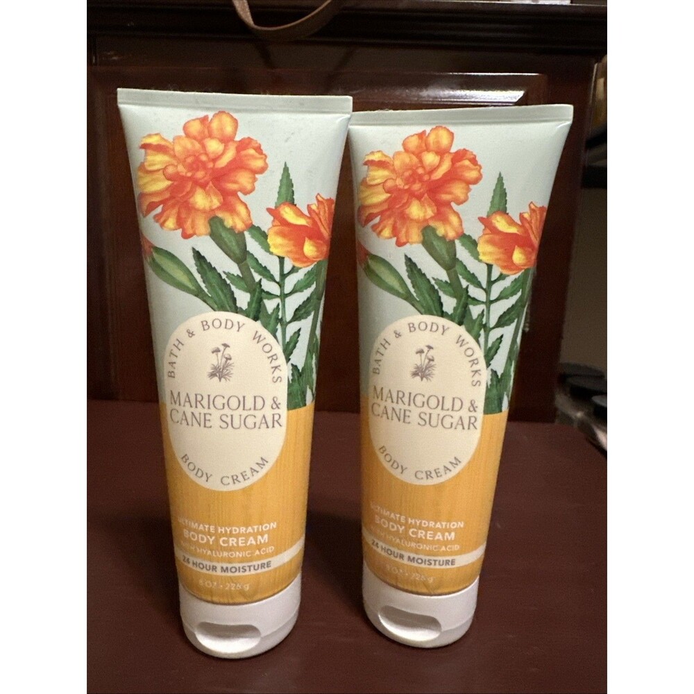 2 NEW BATH & BODY WORKS MARIGOLD CANE SUGAR ULTIMATE HYDRATION CREAM LOTION 8OZ